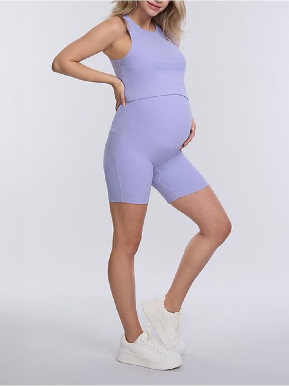 Maternity Cropped Racerback Tank Top - Picture 4 of 5